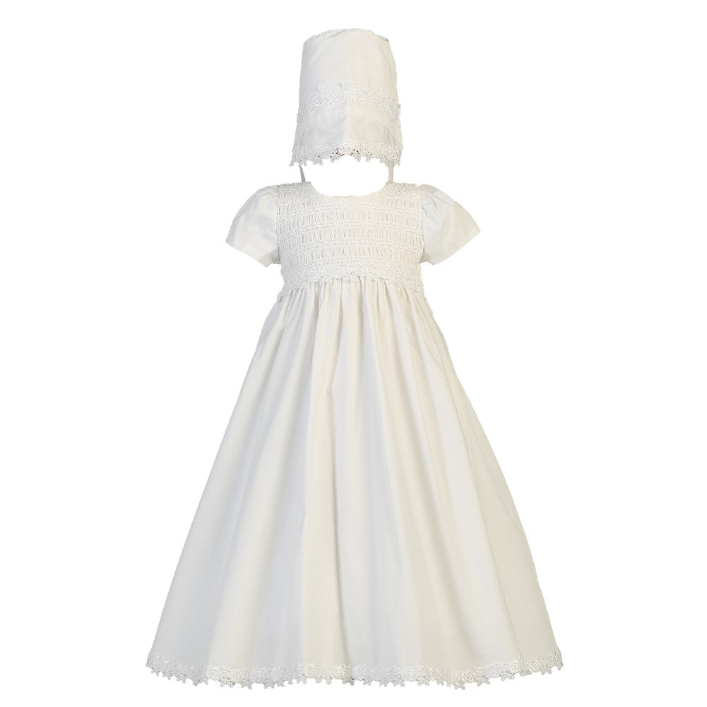 Baby Girls White Cotton Smocked Bonnet Easter Christening Gown 0-18M 0-3 Months Baby Girls White Cotton Smocked Bonnet Easter Christening Gown 0-18M 0-3 Months