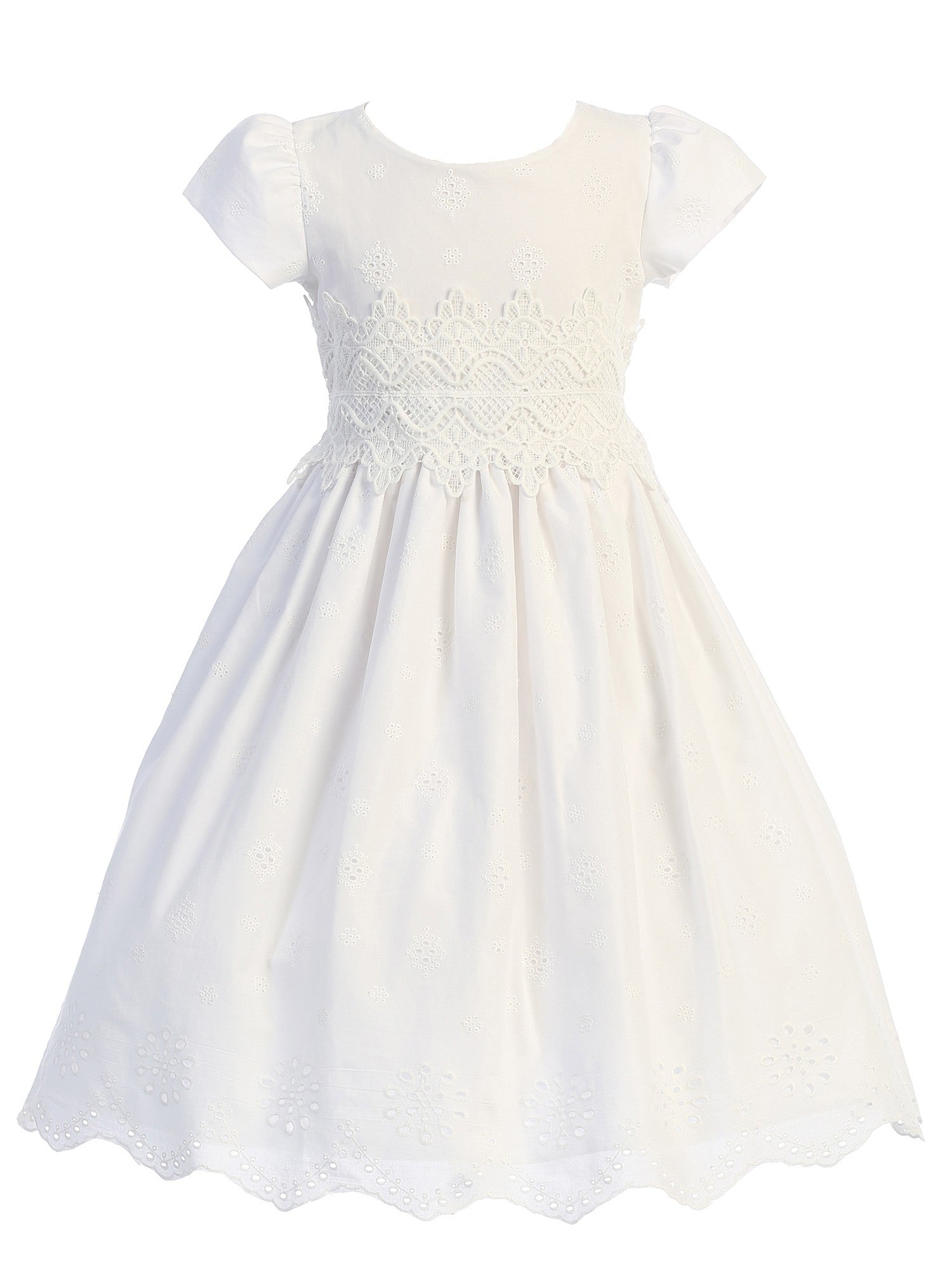 Swea Pea & Lilli Girls White Cotton Eyelet Communion Dress 6 Swea Pea & Lilli Girls White Cotton Eyelet Communion Dress 6