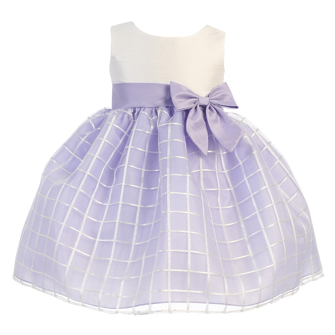 Lilac Shantung & Organza Dress w/ Bow - Size: 7