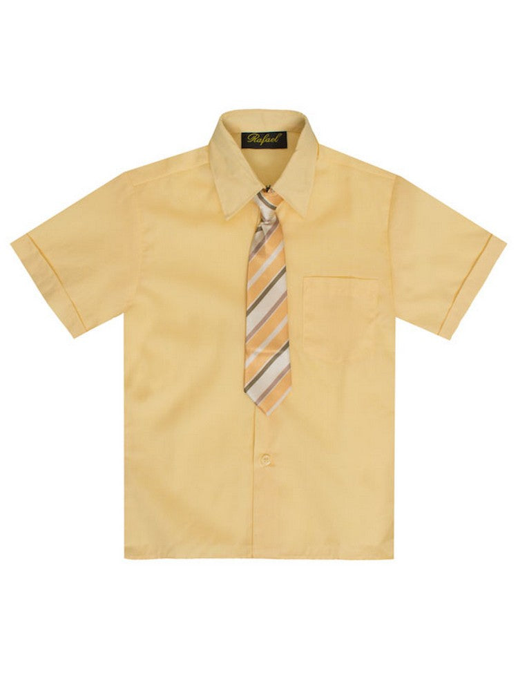 short sleeve dress shirt with tie Rafael Boys Banana Tie Short Sleeve Dress Shirt 2T-20 7 / Yellow