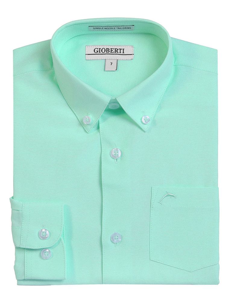 Gioberti Boy's Oxford Long Sleeve Dress Shirt, Aqua 18 / Aqua Gioberti Boy's Oxford Long Sleeve Dress Shirt, Aqua 18 / Aqua