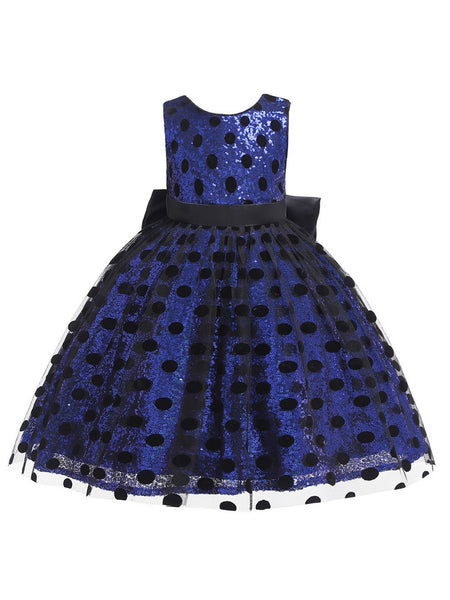 Rain Kids Little Girl Light Blue Sequin Polka Dot Tulle Christmas Dress