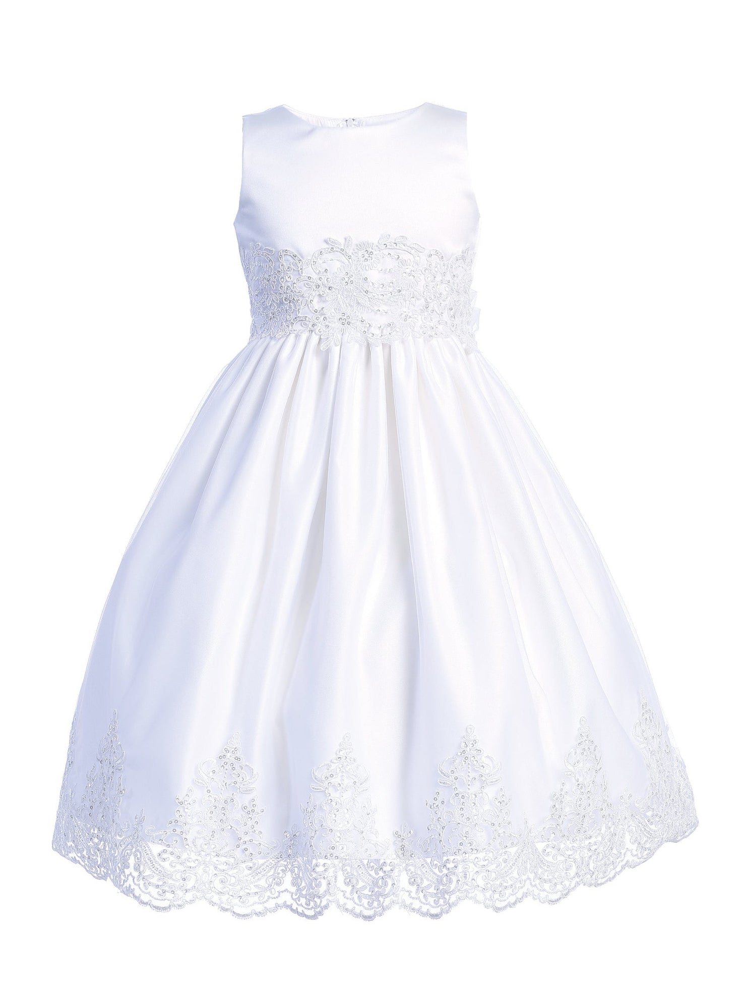 Girls White Short Sleeve Crystal Organza Plus Size Communion Dress 10.5-16.5