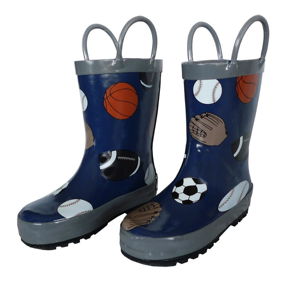 Navy Sports Balls Toddler Boys Rain Boots 5 Toddler 3 Kids SophiasStyle