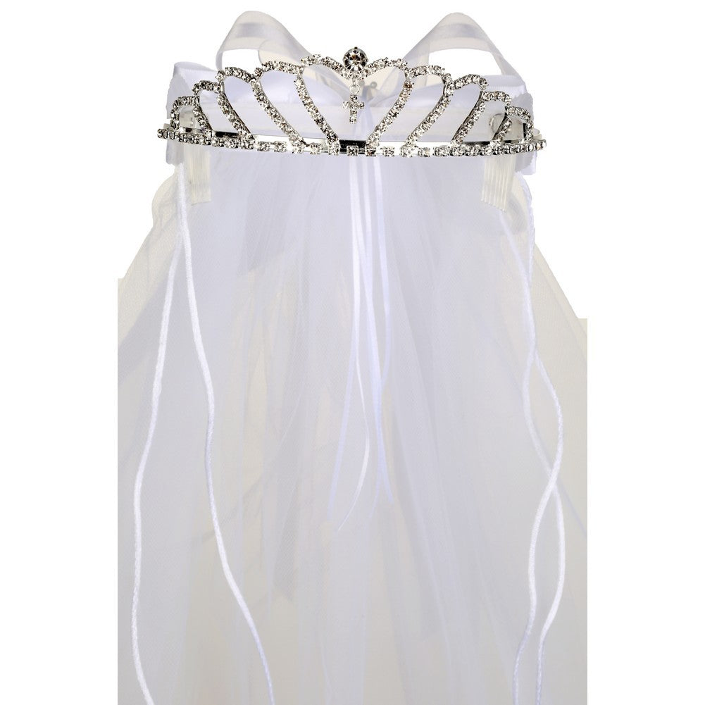 Stunning Communion Veil With Dazzling Crystal Tiara