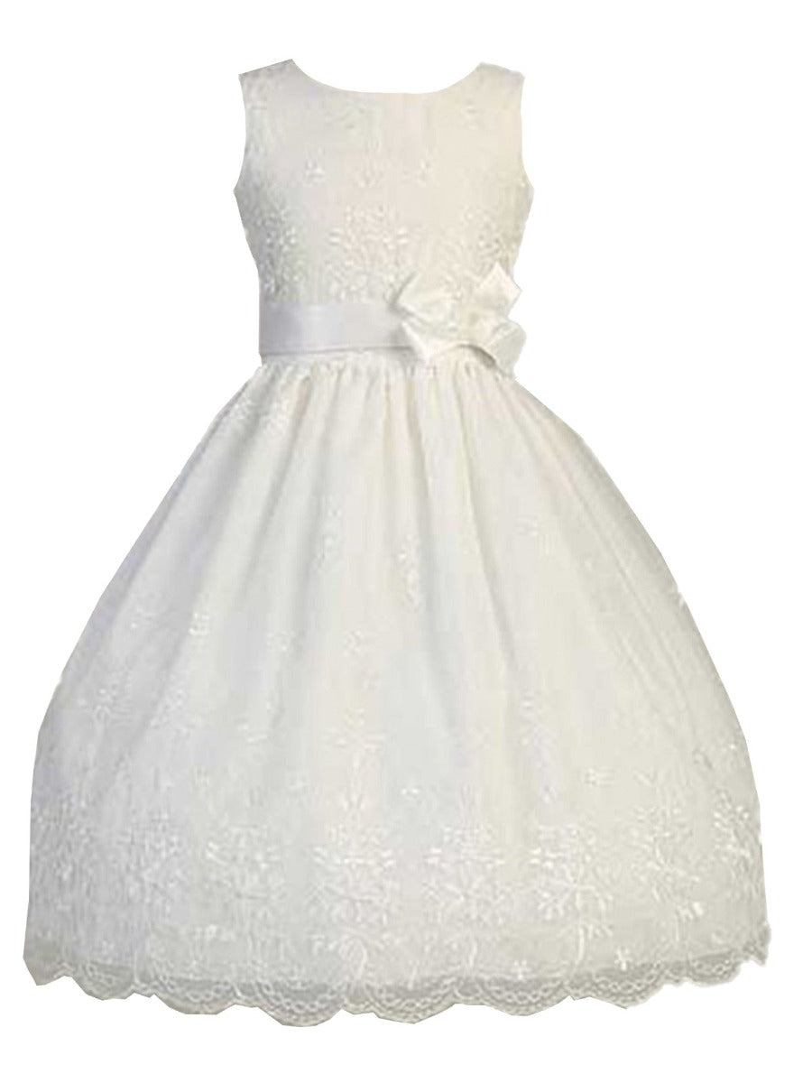 Lito White Embroidered Organza First Communion Dress Girls 6-12.5, 6