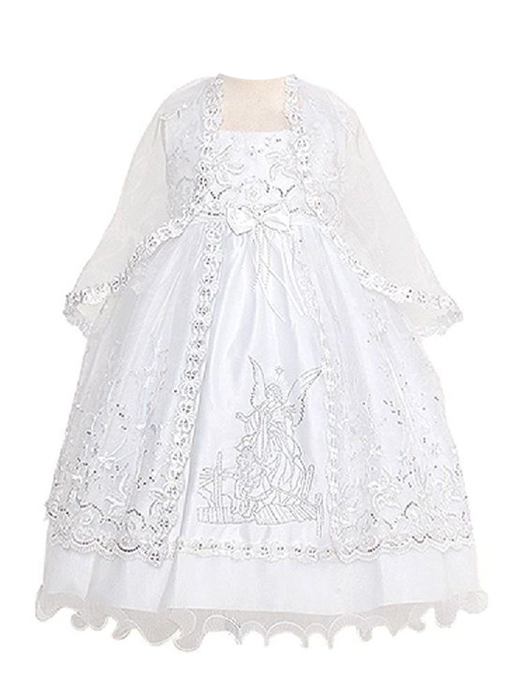 Rain Kids White Silver Embroidered Angel Baptism Dress Girls 6M-4T - 6 Months Rain Kids White Silver Embroidered Angel Baptism Dress Girls 6M-4T - 6 Months